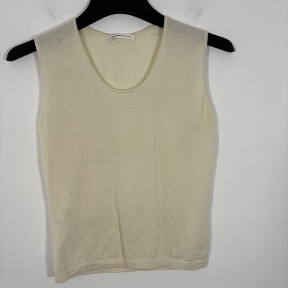 Johnstons Cashmere Sleeveless Sweater Tank Basic Layering Small Ivory Off White - Picture 1 of 8